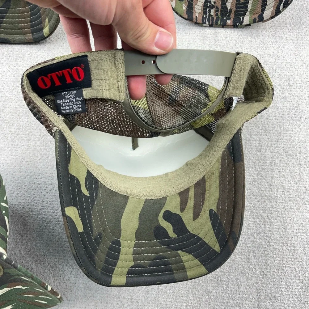 Otto Blank Trucker Hat Lot Cap Snapback Green Camo Mesh Back Retro Deadstock